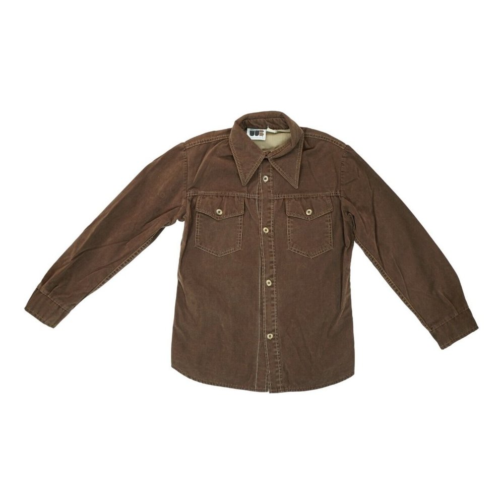 Vintage 70’s William Barry The Runner Button Shirt Men’s Size Small S ~ Brown